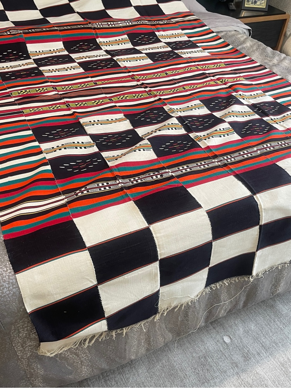 Vintage Fulani African Strip-Weave Textile Blanket  – Excellent Condition